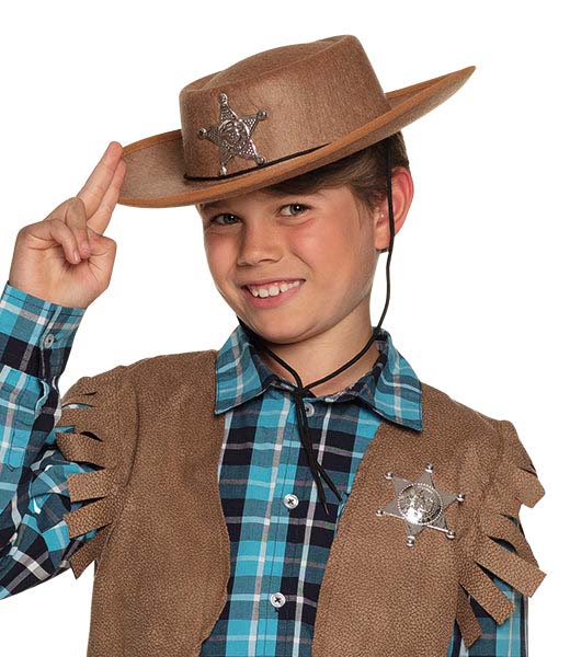 Cowboy hoed Sheriff kind bruin