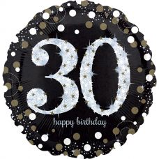 Folie helium ballon 30 jaar zilver sparkle