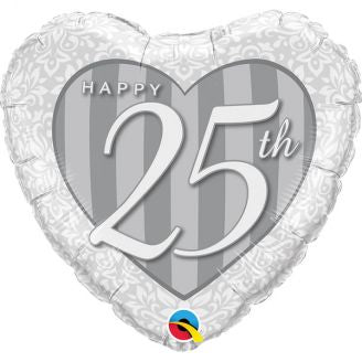 Folie helium ballon Happy 25th damask heart