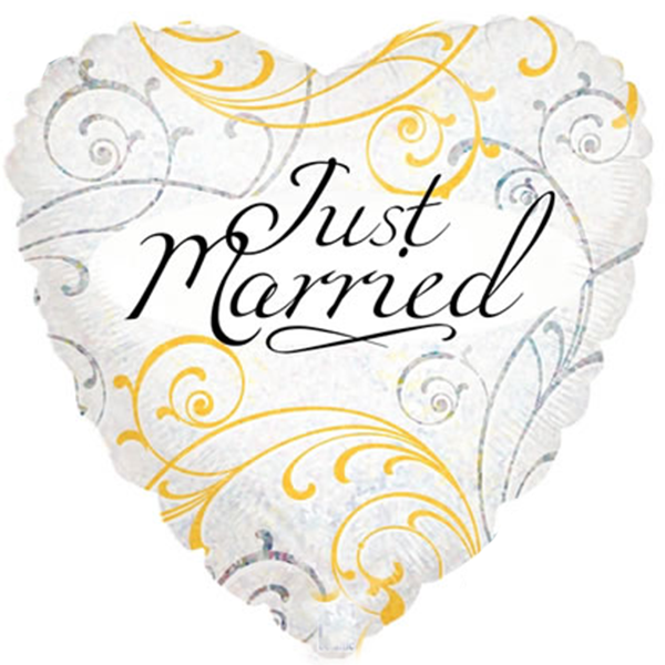 Folie helium ballon Just Married zilver