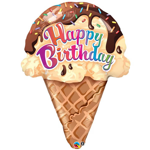 Folie helium ballon Shape Happy Birthday Ice Cream Cone  69cm