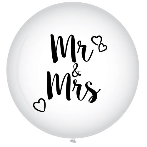 Ballonnen bedrukt Mr. & Mrs. 3ft ongeblazen
