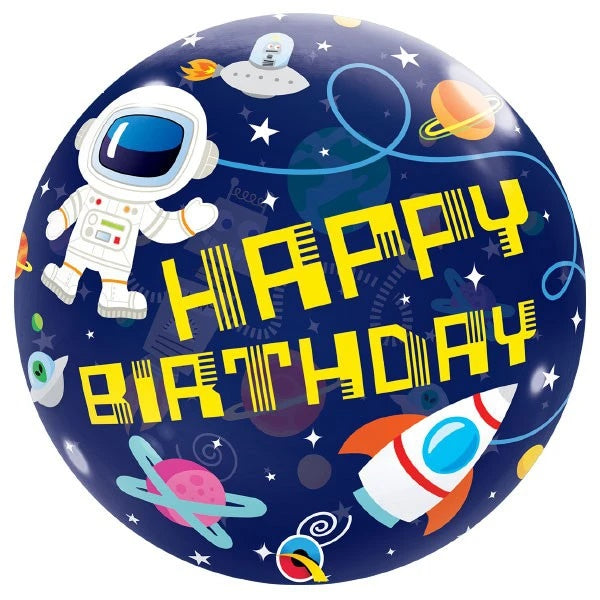 Bubble helium ballon Happy Birthday Space