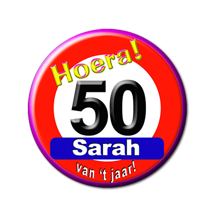 Button klein Verkeersbord Sarah