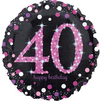 Folie helium ballon 40 jaar pink sparkle