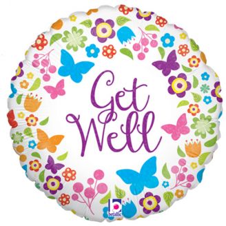 Folie helium ballon Get Well vlinders