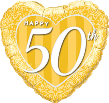 Folie helium ballon Happy 50th damask heart
