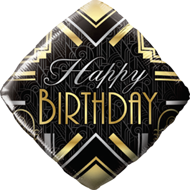 Folie helium ballon Happy Birthday art deco