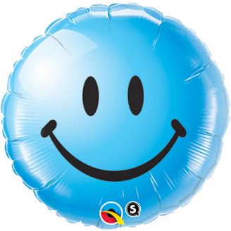 Folie helium ballon Smiley blauw