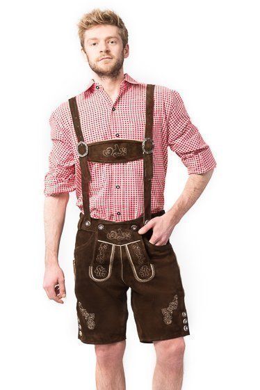 Lederhose Oktoberfest Ralf kort Donkerbruin