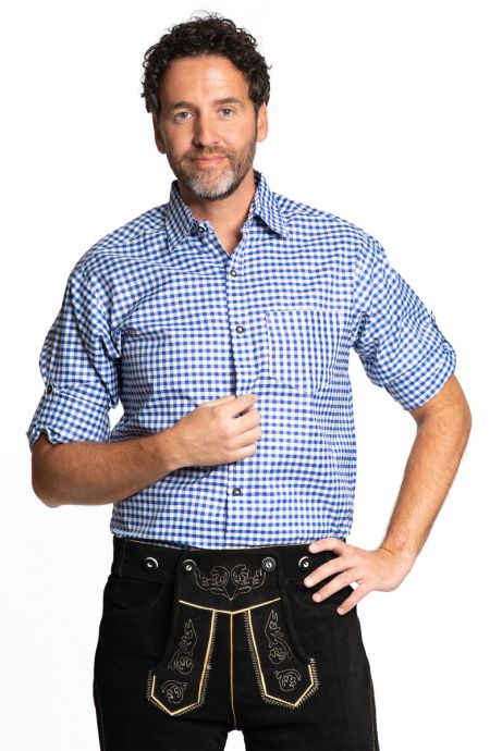 Cowboy / Tiroler overhemd blauw-wit geruit