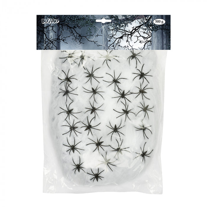Spinrag 500 gram wit met 25 spinnen