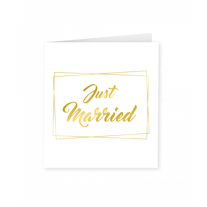 Kaart goud/wit Just Married