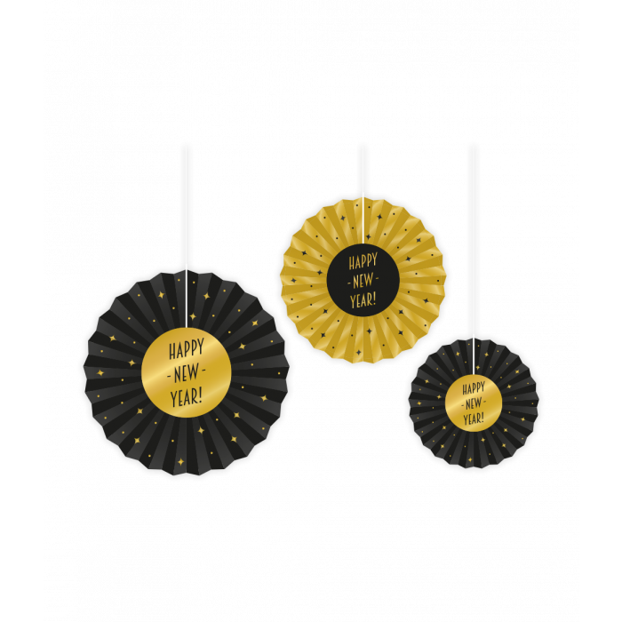 Paper Fan Classy gold/black Happy New Year