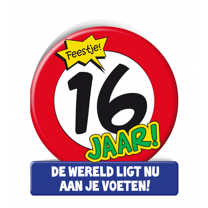 Verkeersbord wenskaart 16 jaar