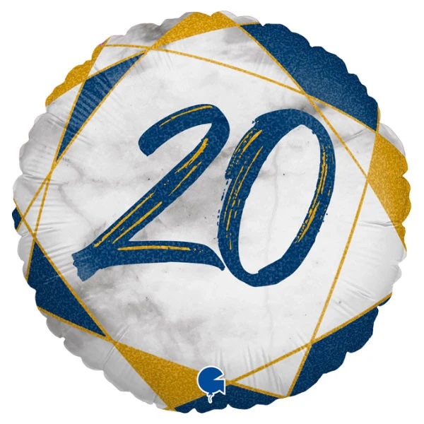 Folie helium ballon 20 jaar Marble