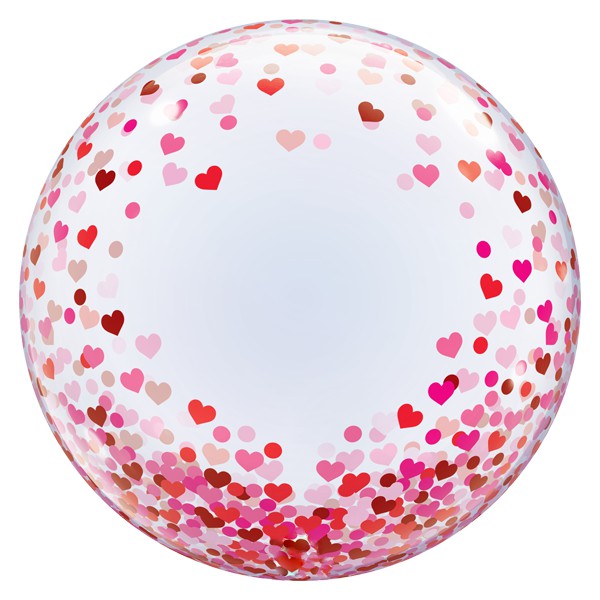 Bubble helium ballon Deco Confetti Hartjes