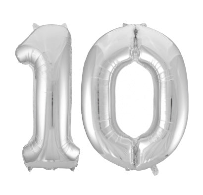 Dubbele Folie Cijfer ballonnen 34"/86cm 10-99  Zilver