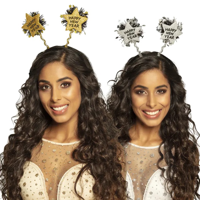 Tiara / Diadeem Happy New Year goud/zilver