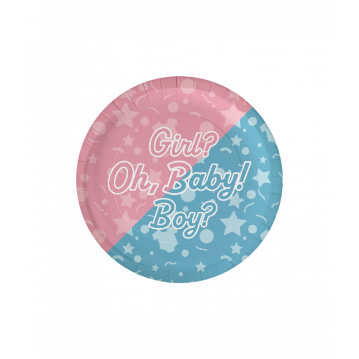 Bordjes Gender Reveal 23cm 8stuks