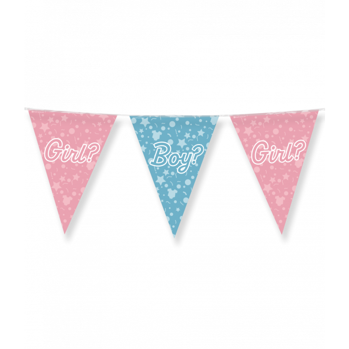 Vlaggenlijn Gender Reveal folie 10m