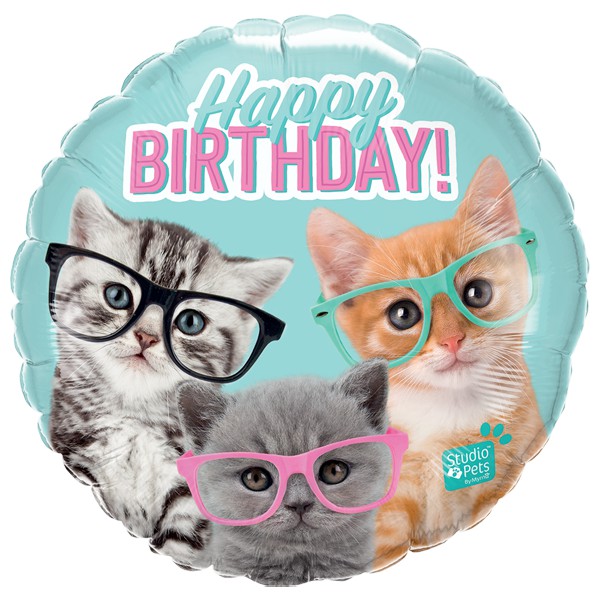 Folie helium ballon Birthday Kittens