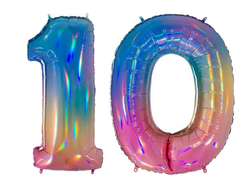 Dubbele Folie Cijfer ballonnen 40"/102cm 10-99 Regenboog