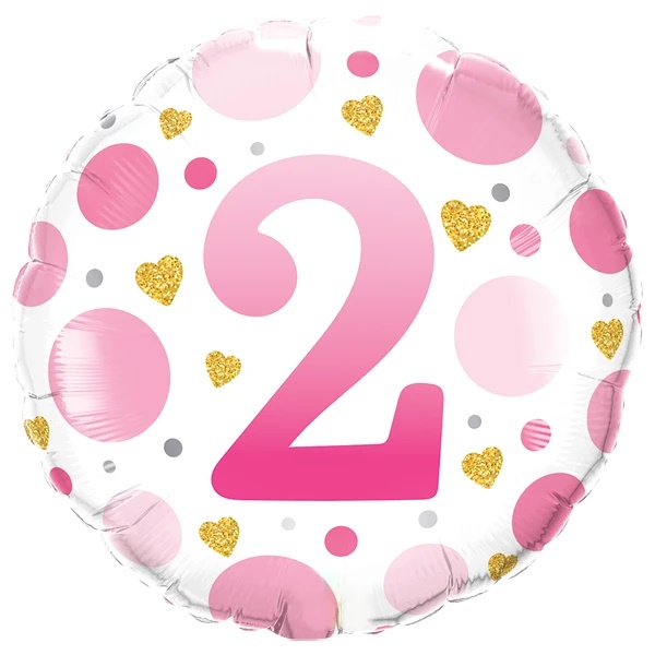 Folie helium ballon 2 jaar dots roze