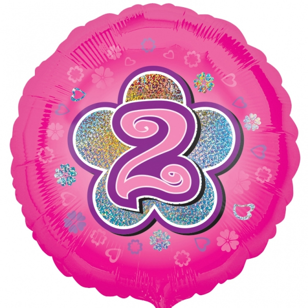 Folie helium ballon 2 jaar roze bloem