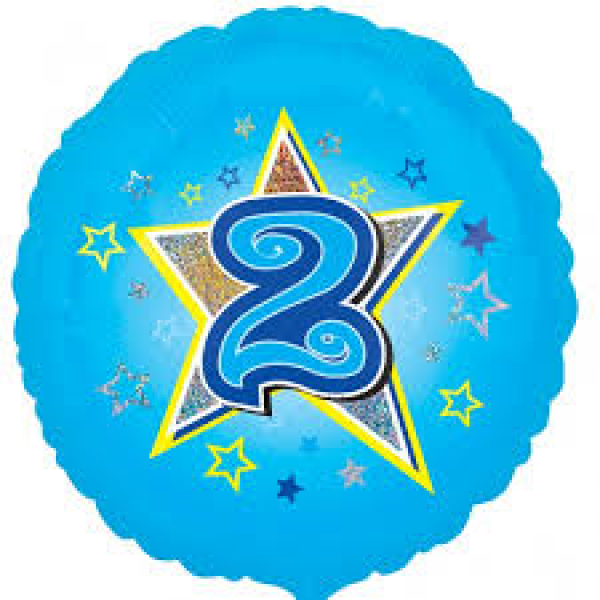Folie helium ballon 2 jaar ster blauw