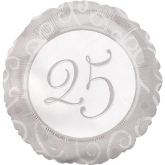 Folie helium ballon 25 jaar zilver