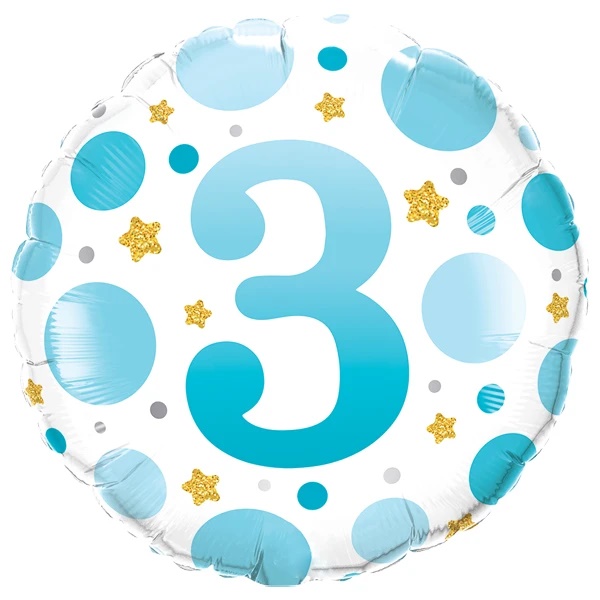 Folie helium ballon 3 jaar dots blauw