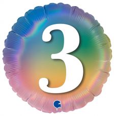Folie helium ballon 3 jaar regenboog