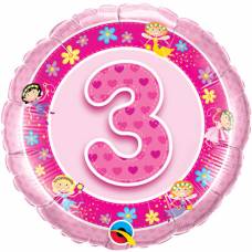 Folie helium ballon 3 jaar roze