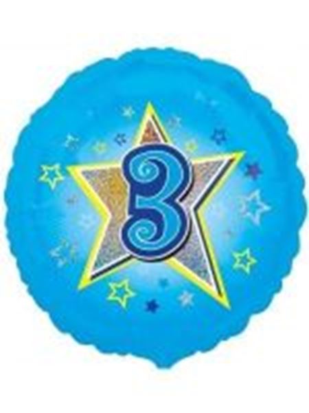 Folie helium ballon 3 jaar ster blauw