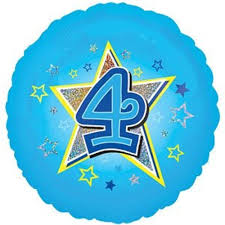 Folie helium ballon 4 jaar ster blauw