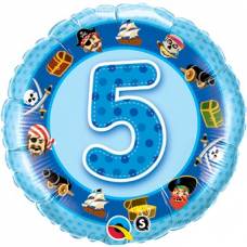 Folie helium ballon 5 jaar blauw