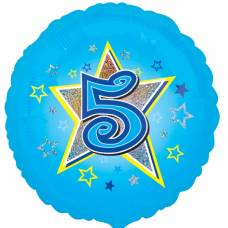 Folie helium ballon 5 jaar ster blauw