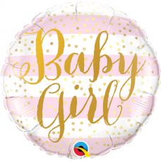 Folie helium ballon Baby Girl stripes