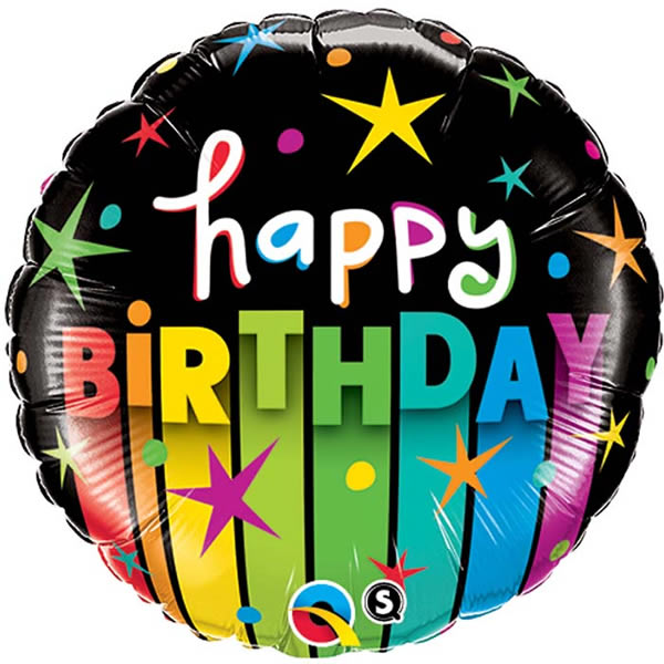 Folie ballon Happy Birthday colorful stripes