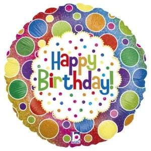Folie ballon Happy Birthday dots ra