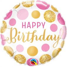 Folie ballon Happy Birthday roze en