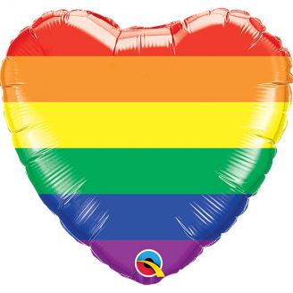 Folie ballon hart rainbow stripes