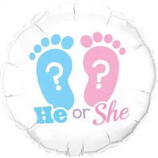 Folie helium ballon He or She voetjes