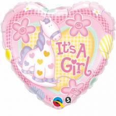 Folie helium ballon It's a girl paardje