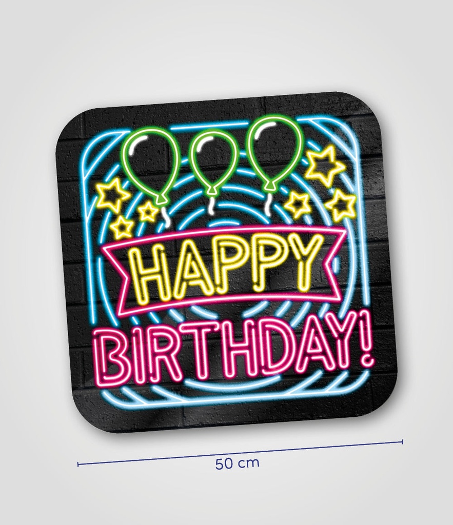 Huldeschild Neon Happy Birthday