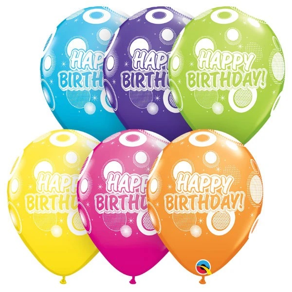 Ball. bedr Happy Bday Dots Q11 5st