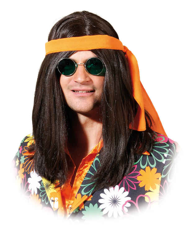 Heren pruik Hippie man bruin