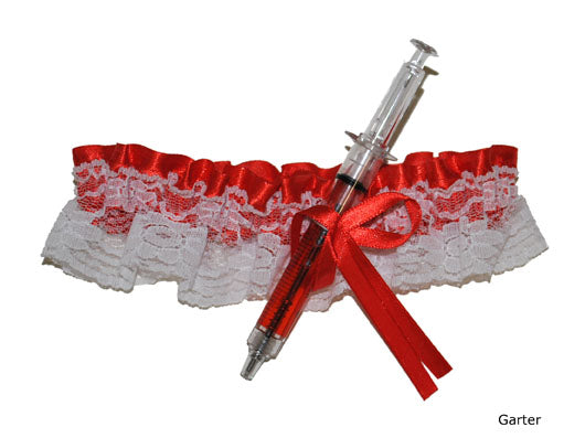 Kousenband Sexy met injectiespuit