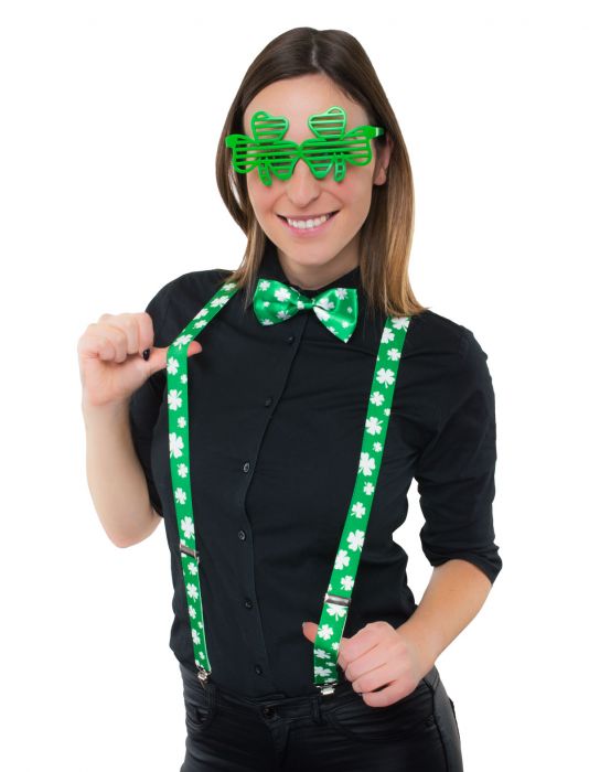 St Patrick's Day set (bril, strik en bretels)